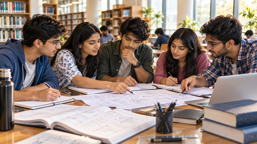 Engineering students preparing together for the GATE examination