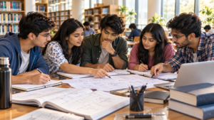 Engineering students preparing together for the GATE examination